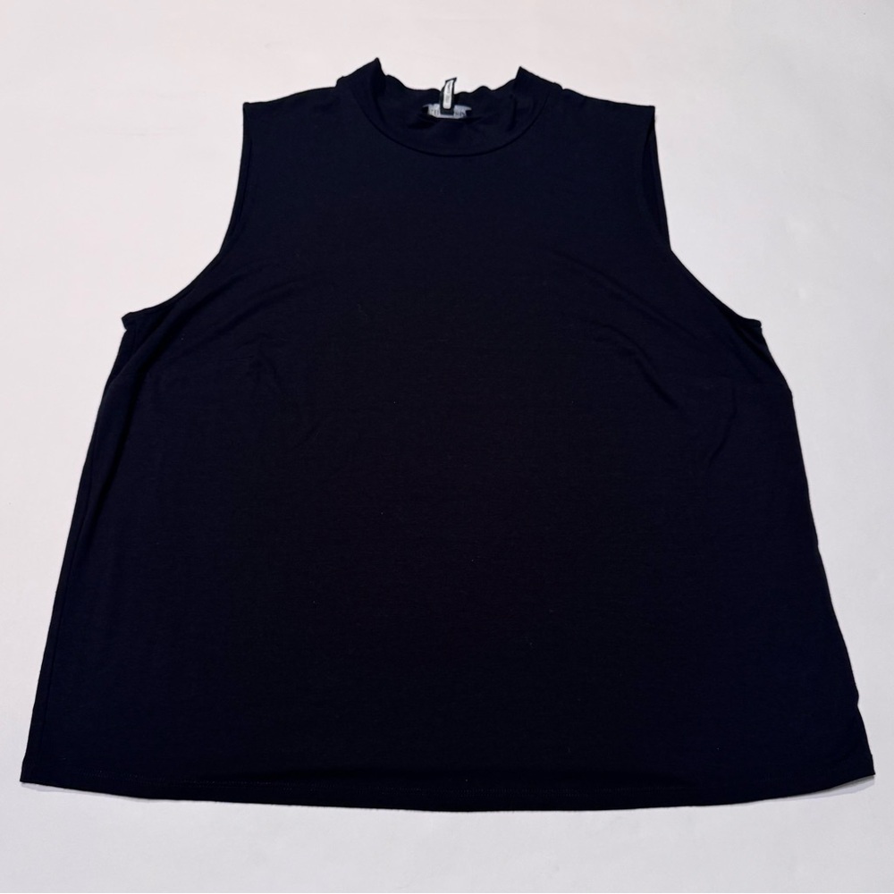 Eileen Fisher Viscose Blend Slub Mock Neck Top Sleeveless Shirt 1X Lagenlook